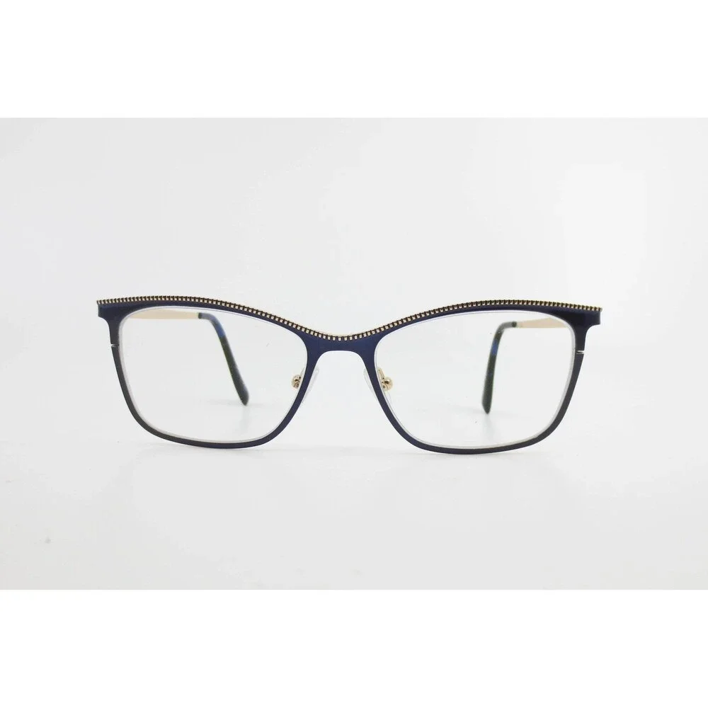 Chelsea Morgan CM 20228 Navy Gold Cat Eye Eyeglasses Frames 53-16-140 Womens